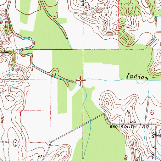 Topographic Map of Indian Creek, IN