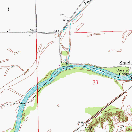 Topographic Map of Indian Creek, IN