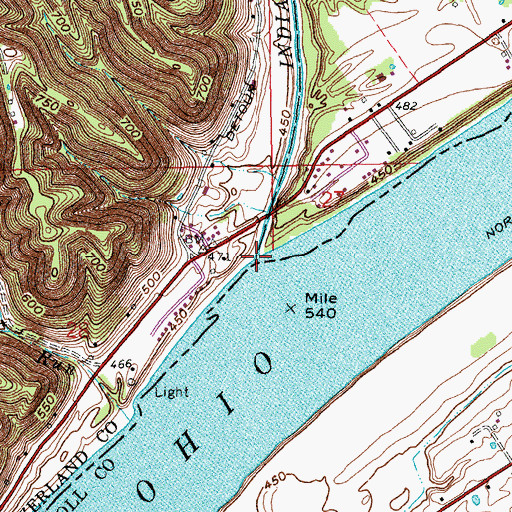 Topographic Map of Indian Creek, IN
