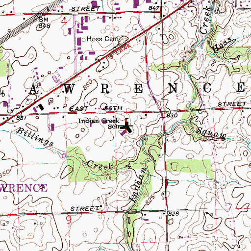 Topographic Map of Indian Creek Elementary School, IN