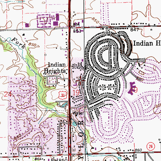 Topographic Map of Indian Heights, IN
