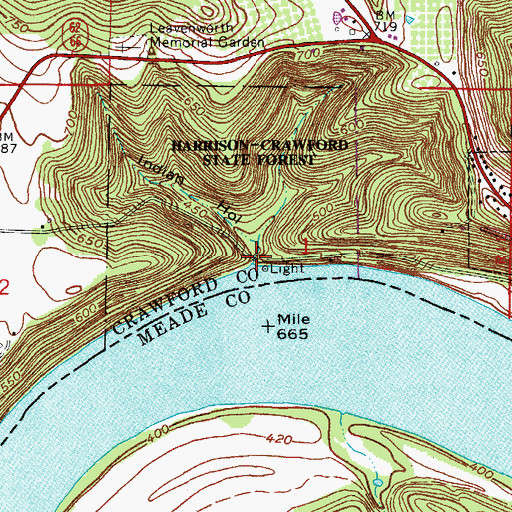 Topographic Map of Indian Hollow, IN