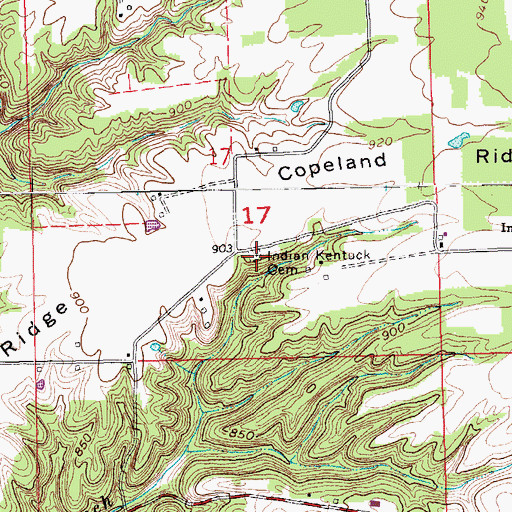 Topographic Map of Indian Kentuck Cemetery, IN