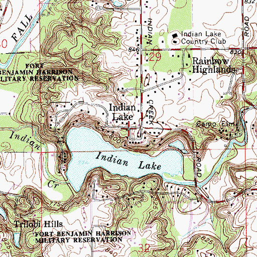 Topographic Map of Indian Lake, IN