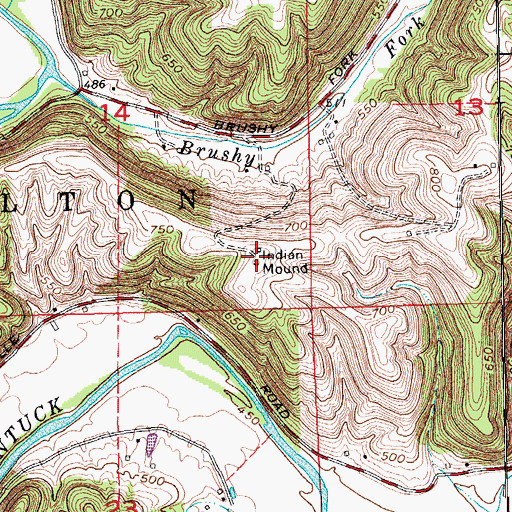 Topographic Map of Indian Mound, IN