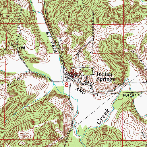 Topographic Map of Indian Springs, IN