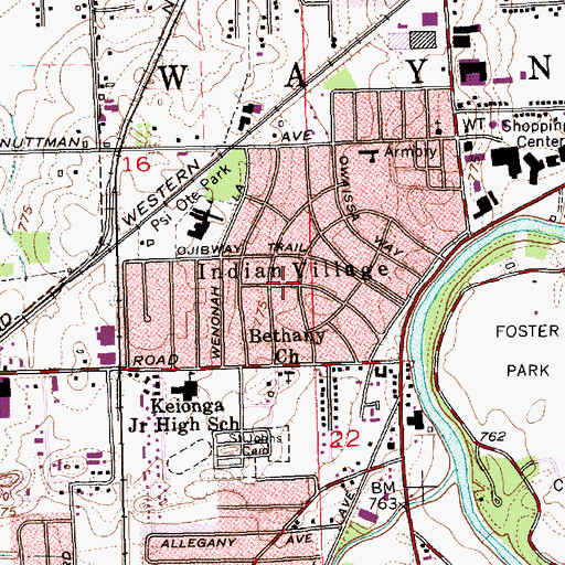 Topographic Map of Indian Village, IN