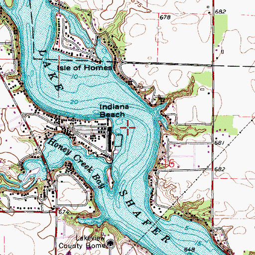 Topographic Map of Indiana Beach, IN