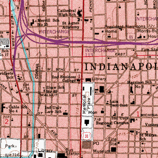 Topographic Map of Indiana Business College, IN