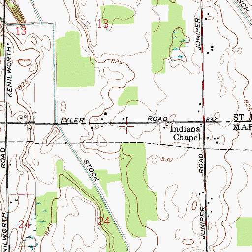 Topographic Map of Indiana Chapel, IN