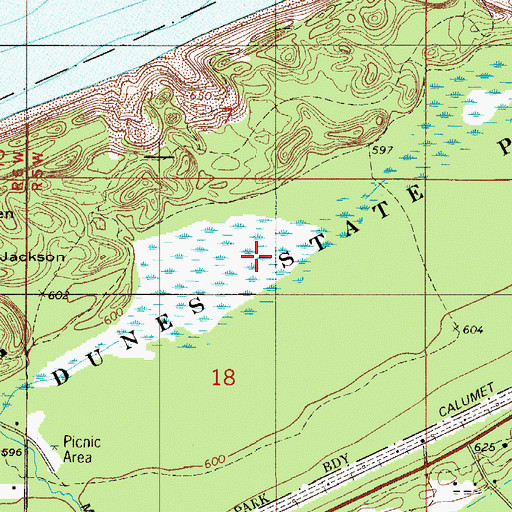 Topographic Map of Indiana Dunes State Park, IN