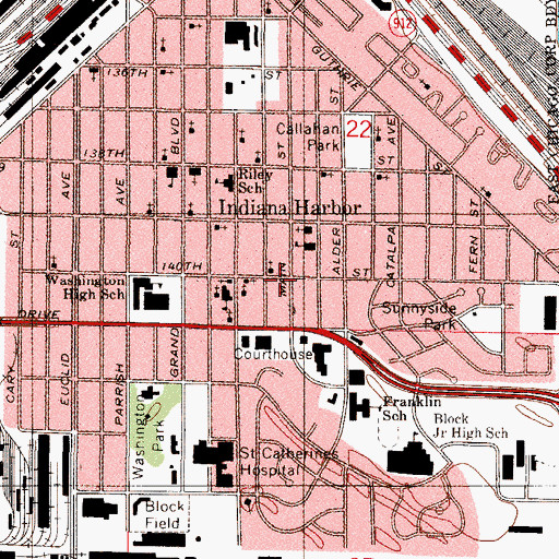 Topographic Map of Indiana Harbor, IN