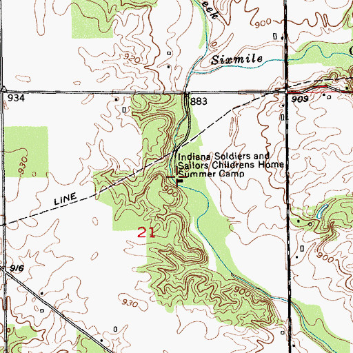 Topographic Map of Indiana Soldiers and Sailors Children Camp, IN