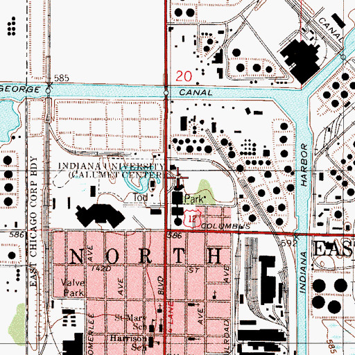 Topographic Map of Indiana University Calumet Center, IN