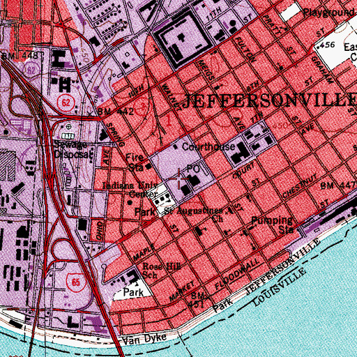 Topographic Map of Indiana University Center, IN