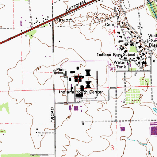 Topographic Map of Indiana Youth Center, IN