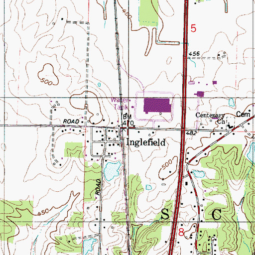 Topographic Map of Inglefield, IN