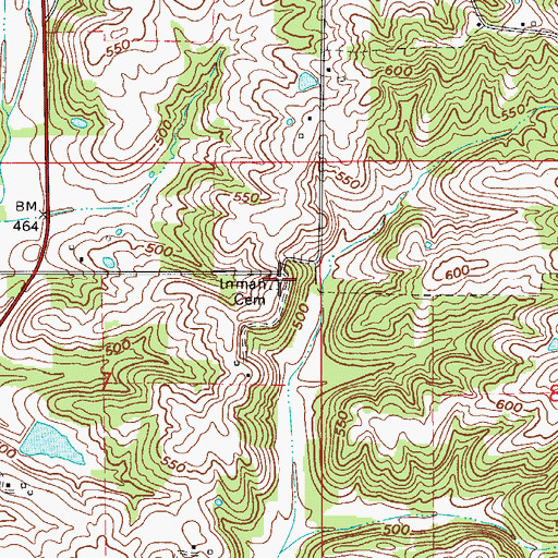 Topographic Map of Inman Church, IN