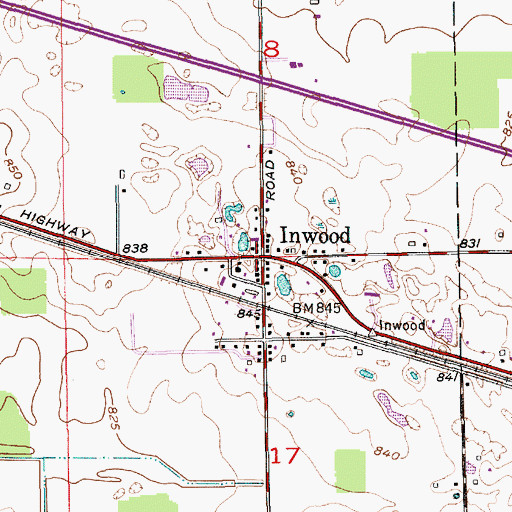 Topographic Map of Inwood, IN