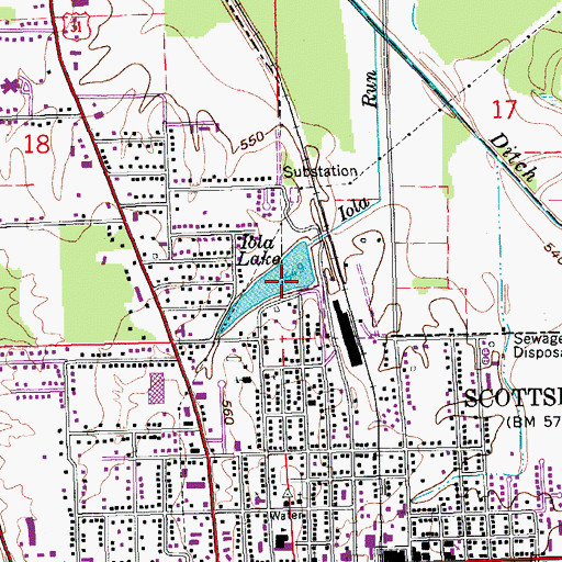 Topographic Map of Iola Lake, IN