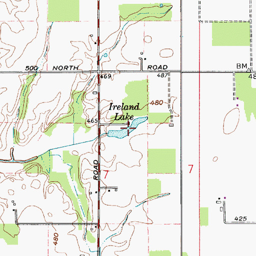 Topographic Map of Ireland Lake, IN