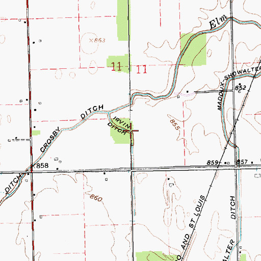 Topographic Map of Irvin Ditch, IN