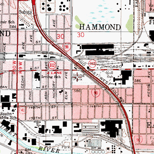 Topographic Map of Irving Park, IN