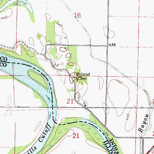 Topographic Map of Island Cemetery, IN