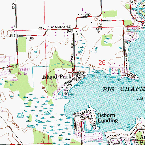 Topographic Map of Island Park, IN