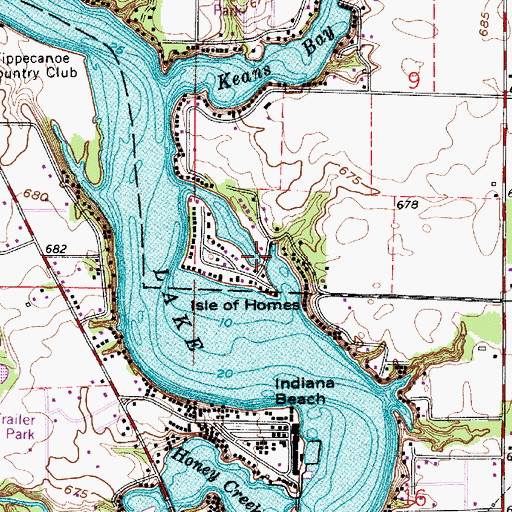 Topographic Map of Isle of Homes, IN