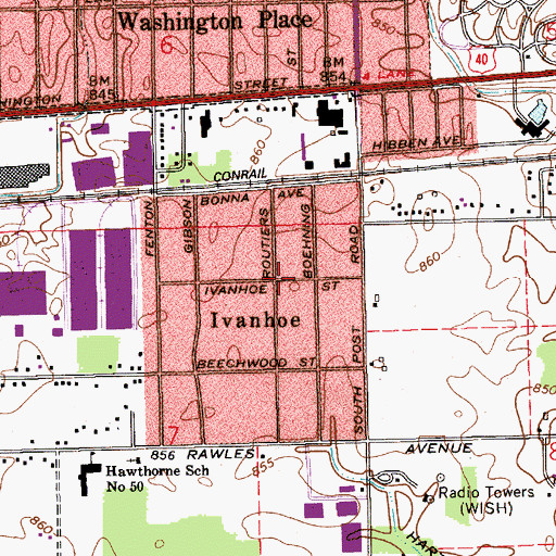 Topographic Map of Ivanhoe, IN