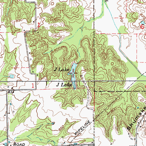 Topographic Map of J Lake, IN