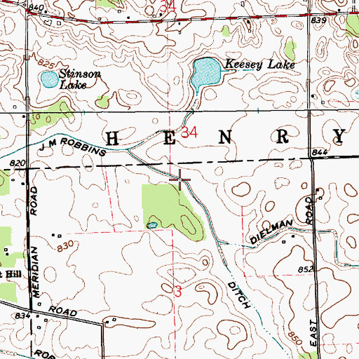 Topographic Map of J M Robbins Ditch, IN