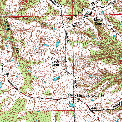 Topographic Map of Jack Cemetery, IN