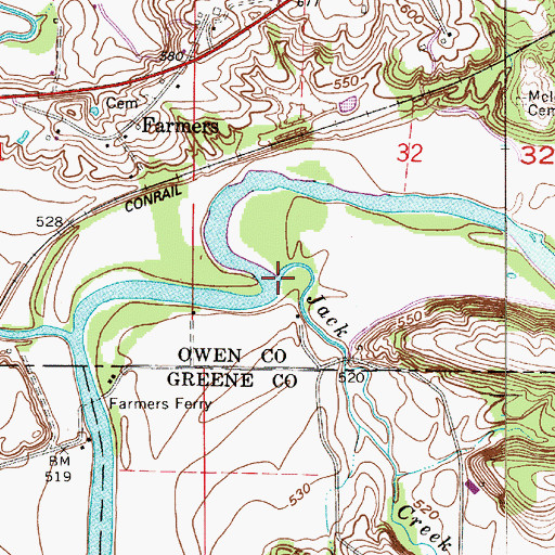 Topographic Map of Jack Creek, IN