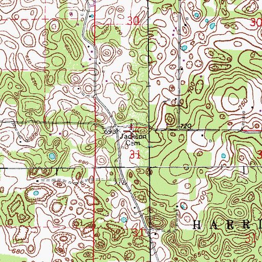 Topographic Map of Jackson Cemetery, IN