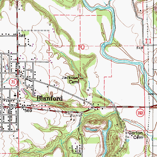 Topographic Map of Jackson Cemetery, IN