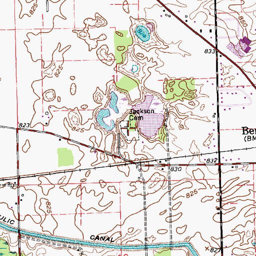 Topographic Map of Jackson Cemetery, IN