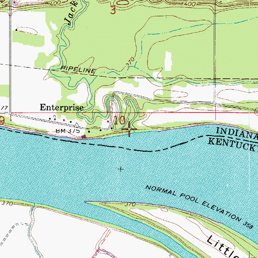 Topographic Map of Jackson Creek, IN