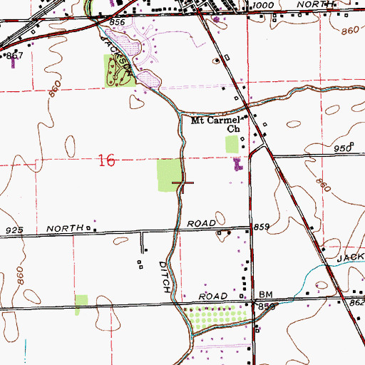 Topographic Map of Jackson Ditch, IN