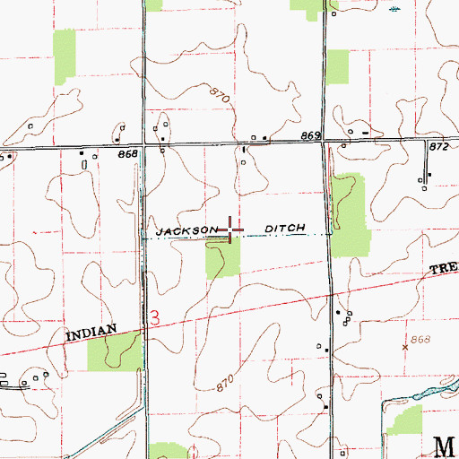 Topographic Map of Jackson Ditch, IN