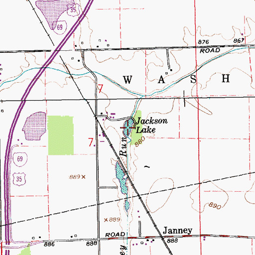 Topographic Map of Jackson Lake, IN