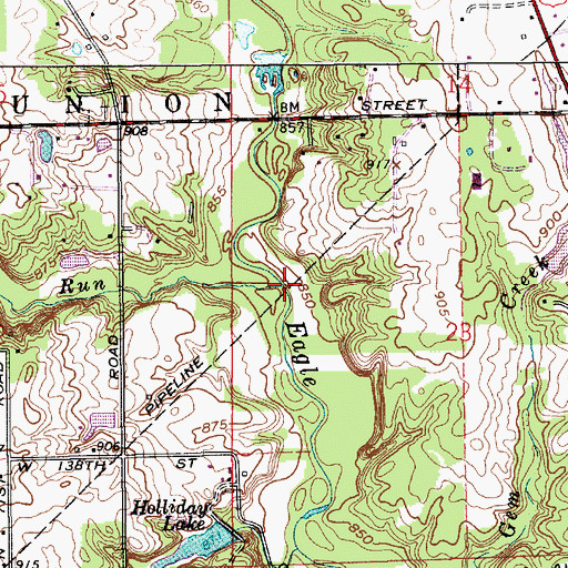 Topographic Map of Jackson Run, IN