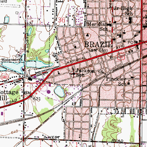 Topographic Map of Jackson School, IN