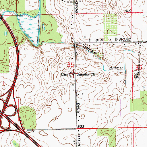 Topographic Map of Jacoby Church, IN