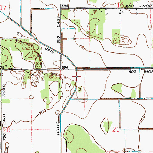 Topographic Map of Jain Ditch, IN