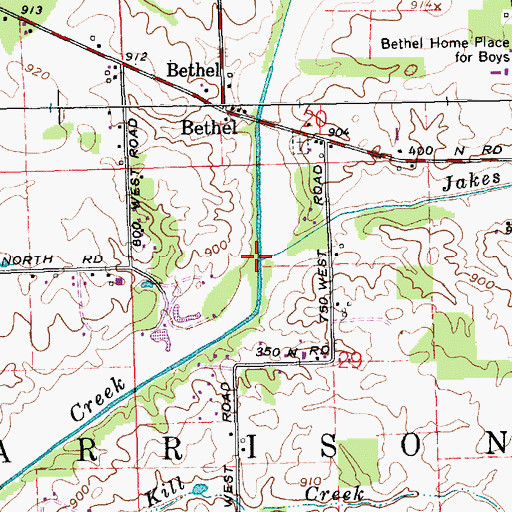 Topographic Map of Jakes Creek, IN