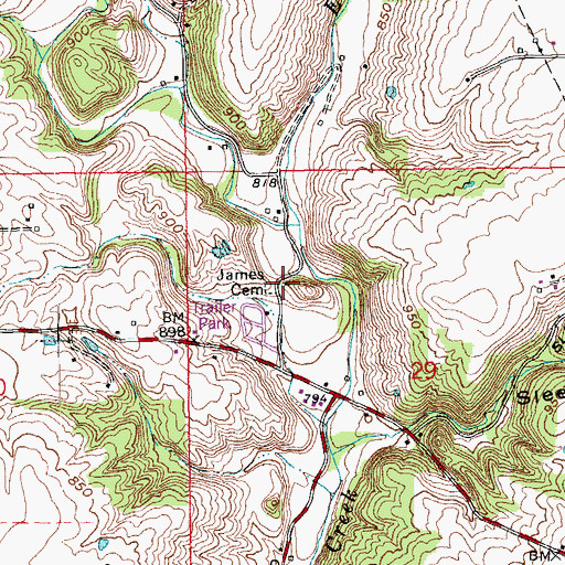 Topographic Map of James Cemetery, IN