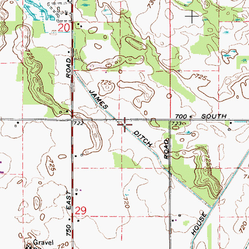 Topographic Map of James Ditch, IN