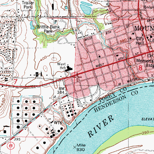 Topographic Map of James Whitcomb Riley School, IN